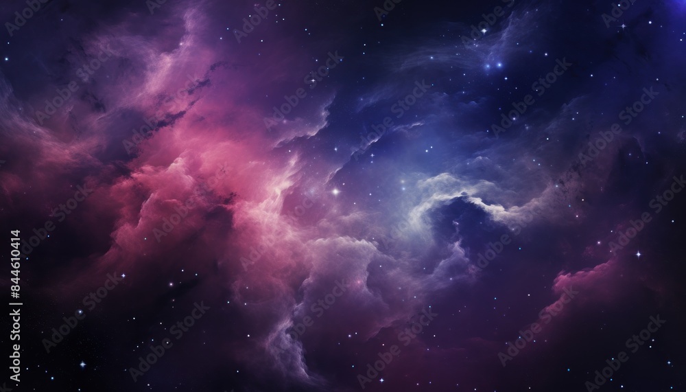 Fototapeta premium Majestic Cosmic Tapestry - Stunning Galaxy Wallpaper with Vibrant Nebulae and Distant Stars in Deep Blues, Purples, and Pinks