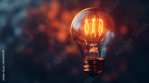 Conceptual image, a glowing light bulb as a metaphor for an innovative breakthrough and smart idea, symbolizing genius marketing strategy planning and creative thinking in business