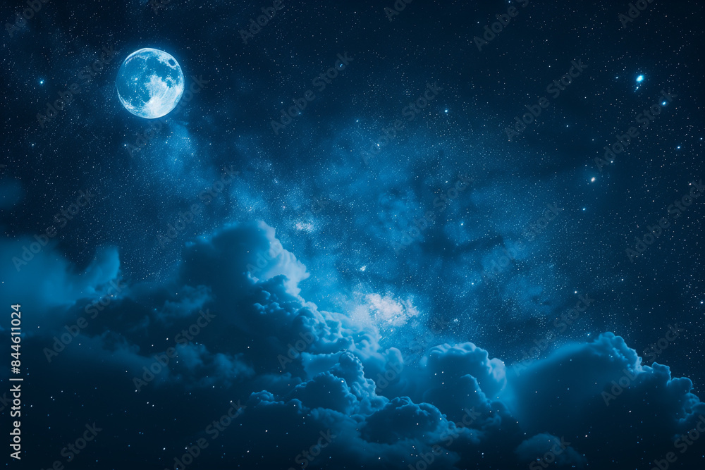 Captivating full moon illuminating clouds and stars in night sky, sky with moon and clouds, Romantic Moon In Starry Night Over Clouds Captivating full moon illuminating clouds and stars in night sky, sky with moon and clouds, Romantic Moon In Starry Night Over Clouds