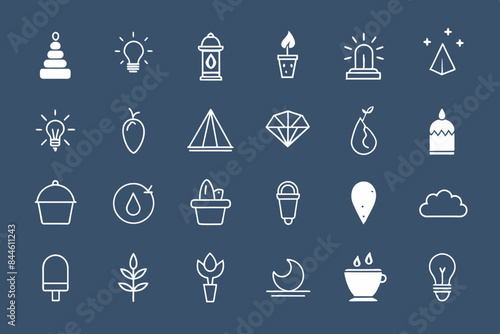 icons, travel, car, set, vector, pattern, flower, illustration