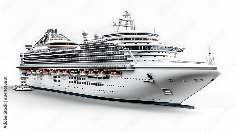 **Cruise ship with a family pool area isolated on white background