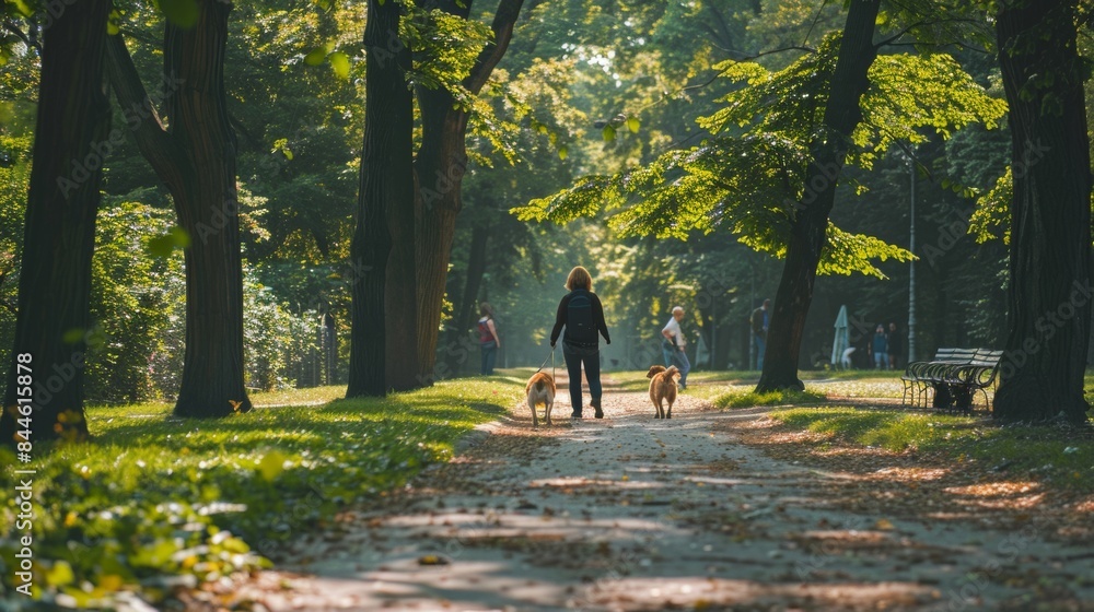 Fototapeta premium Walking the Dog in the Park