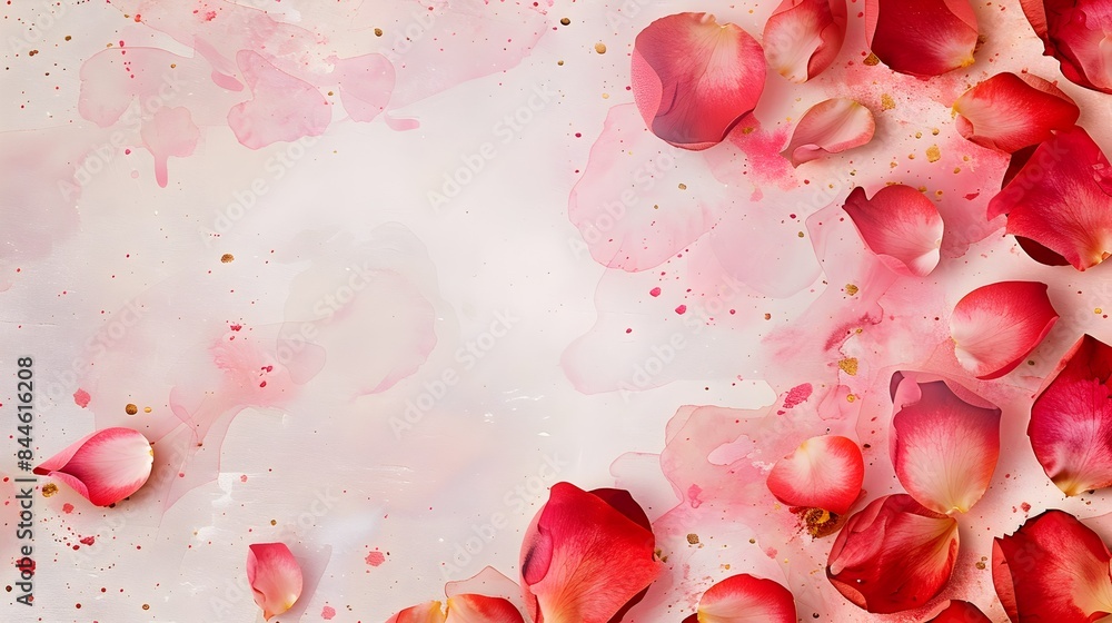 Romantic Floral Border Design with Scattered Rose Petals and Shimmering Gold Accents for Valentine s Day Romantic Floral Border Design with Scattered Rose Petals and Shimmering Gold Accents for Valentine s Day