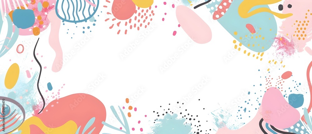 Pastel Geometric and Freeform Cartoon Style Page Border Design with Playful Shapes and Vibrant Colors Pastel Geometric and Freeform Cartoon Style Page Border Design with Playful Shapes and Vibrant Colors