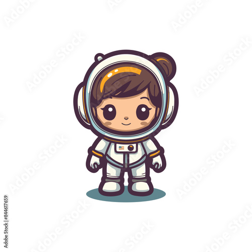 cute girl wearing an astronaut costume