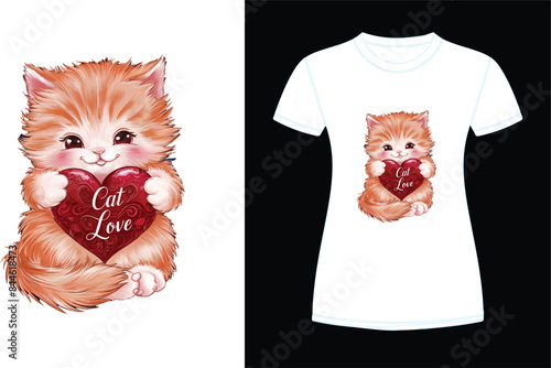 Cat Love T shirt Design 2024