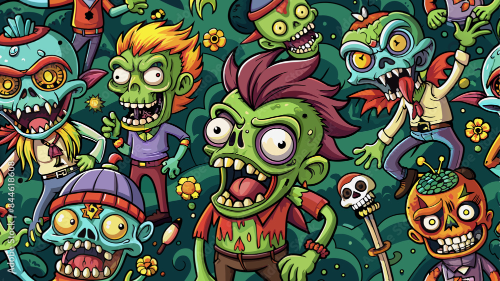 Cartoon zombie pattern Cartoon zombie pattern