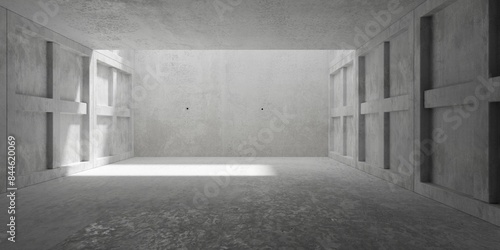 Cuadro en lienzo Abstract empty, modern concrete room with sunlight in the back, tiled inset wall
