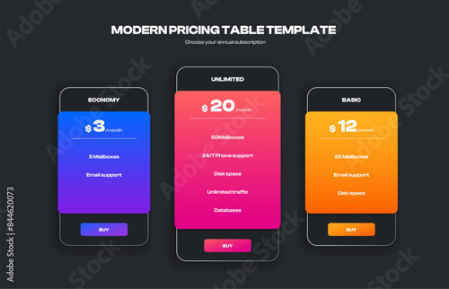 Comparison table. Modern infographic template for product feature comparison, price list and promotion banner design. Vector layout