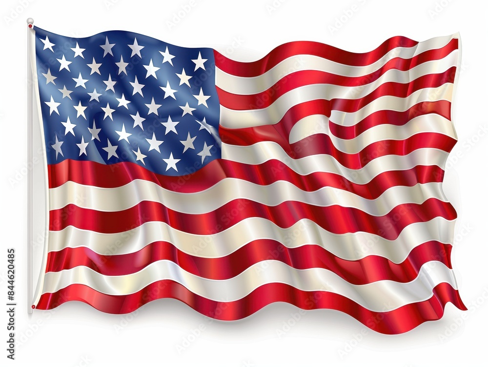 Obraz premium American flag on white background for American Independence Day celebration banner