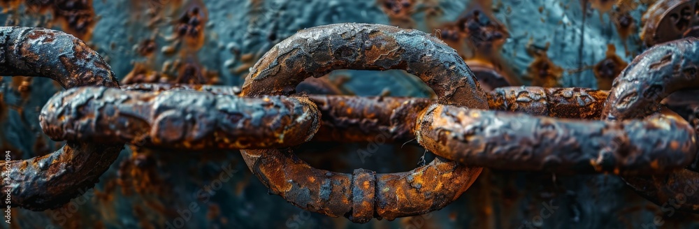 Close-up of a rusty chain, showing wear and texture. Close-up of a rusty chain, showing wear and texture.