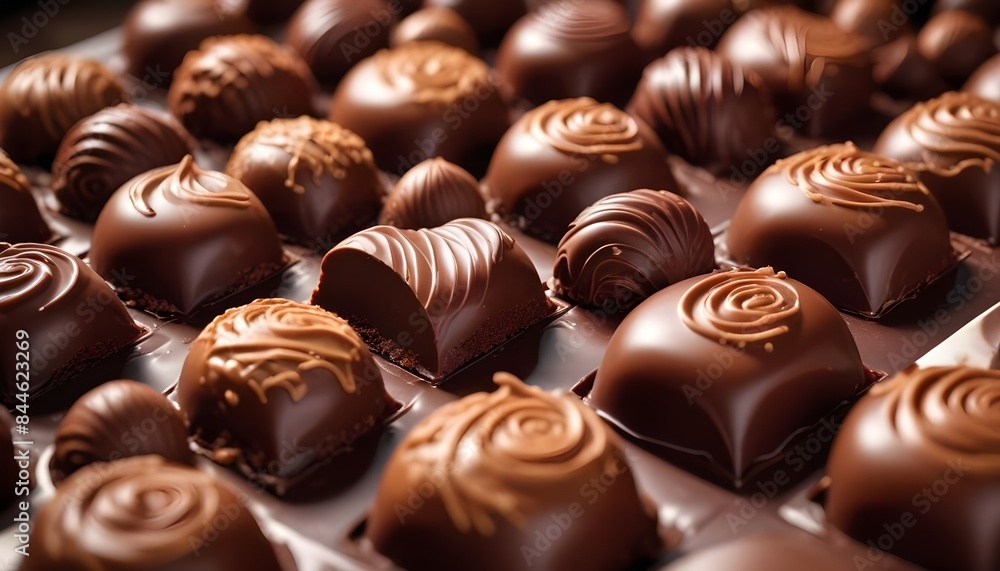 Close-Up of multiple chocolates pieces Close-Up of multiple chocolates pieces