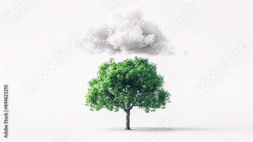 Detailed image of a single large tree with a CO2 cloud text floating above, set on a white background to highlight environmental awareness for Environment Day.