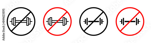 Forbidden barbell sign indicating no weightlifting allowed in this area