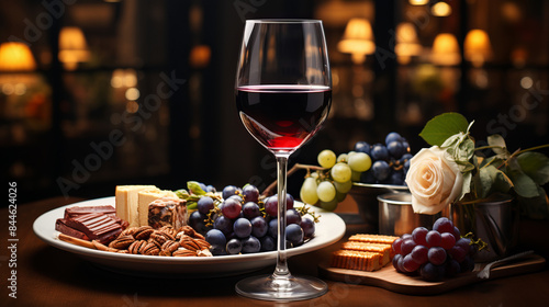 Wine and snack pairing: Elegant combination of wine and snacks.