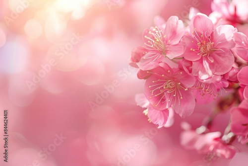 Cherry Texture. Blossoming Cherry Tree in Vibrant Pink Colors as Washington DC Background © Popelniushka