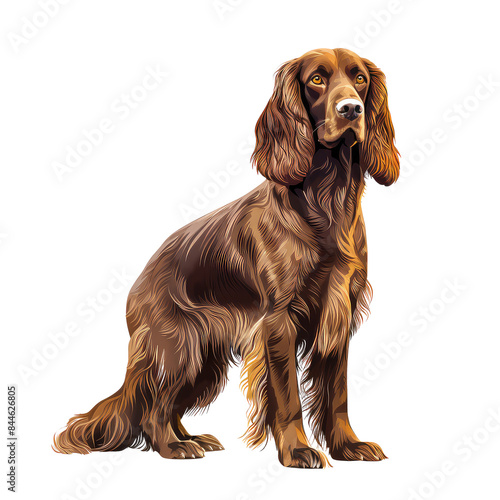 Illustration of Field Spaniel Dog in White Background