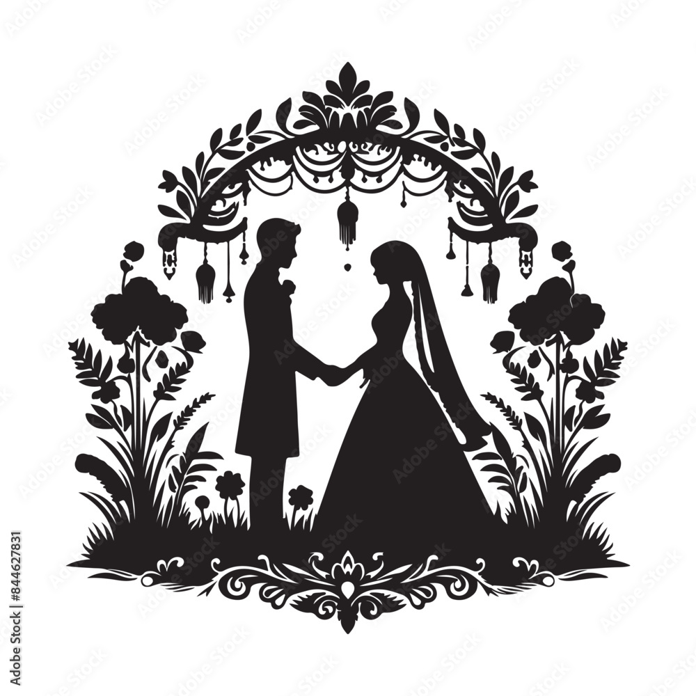 vector silhouette black wedding in white background vector silhouette black wedding in white background