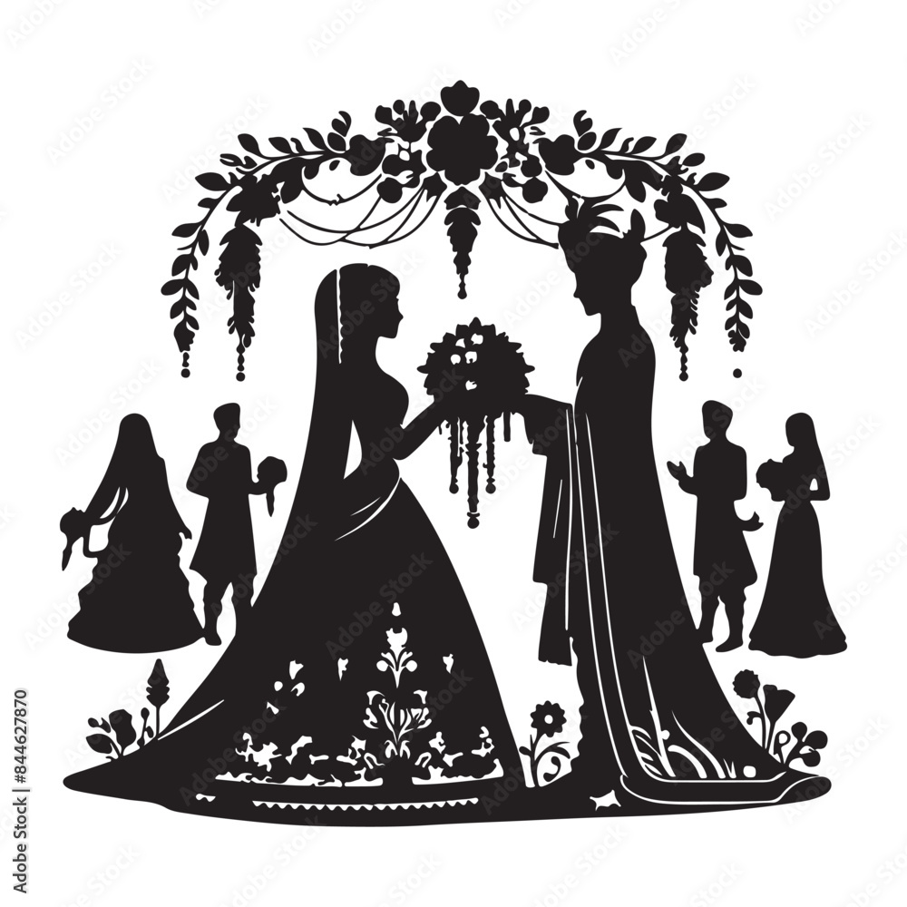 vector silhouette black wedding in white background vector silhouette black wedding in white background