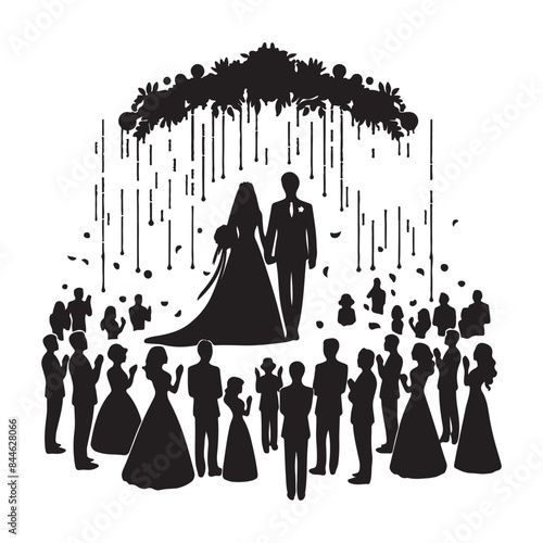 vector silhouette black wedding in white background
