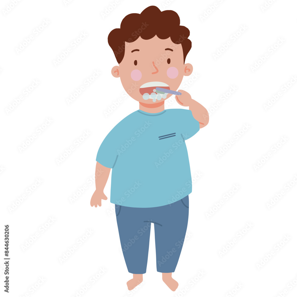 Vector cartoon boy brush teeth before go to bed illustration Vector cartoon boy brush teeth before go to bed illustration