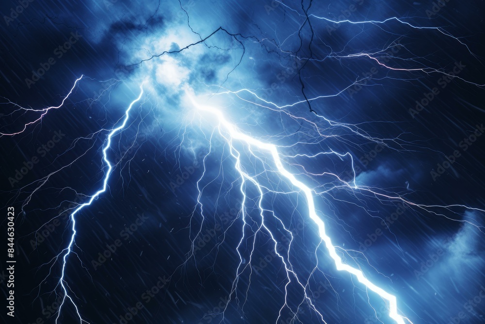 Illuminating Thunder lighting. Dramatic energy rain. Generate Ai Illuminating Thunder lighting. Dramatic energy rain. Generate Ai