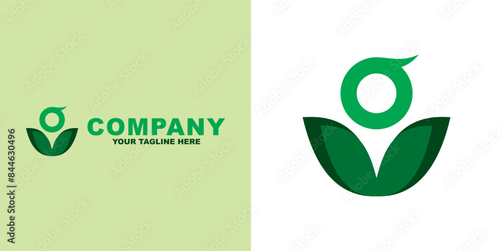 Obraz premium Circle Leaf Green Logo