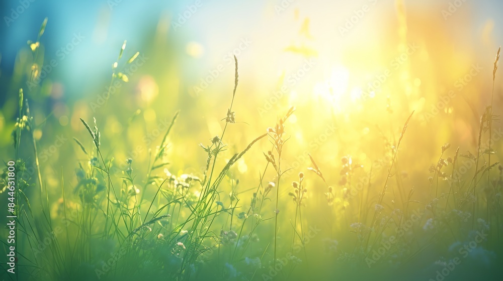Beautiful natural background image of young lush green grass in the bright sunlight of a summer spring morning Beautiful natural background image of young lush green grass in the bright sunlight of a summer spring morning
