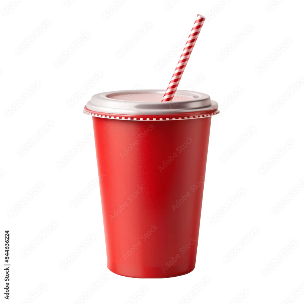 Red paper cup-with drinking straw isolated on transparent background. Red paper cup-with drinking straw isolated on transparent background.