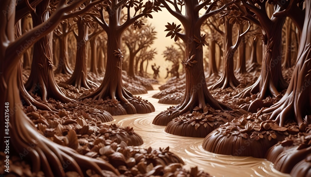 Obraz premium Chocolate Forest with the Chocolate Tree and River