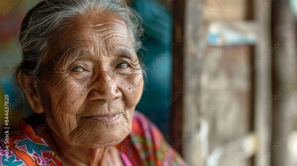 A woman with gray hair is smiling at the camera A woman with gray hair is smiling at the camera
