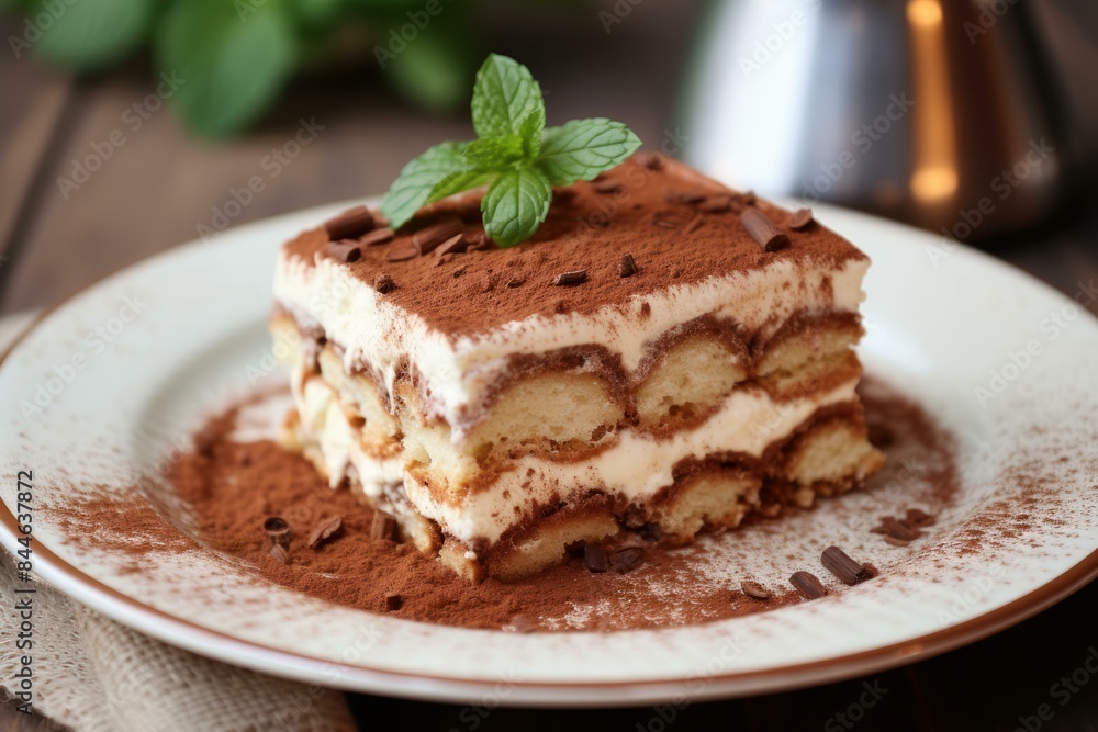 Aromatic Tiramisu italian dessert. Homemade food. Generate Ai Aromatic Tiramisu italian dessert. Homemade food. Generate Ai
