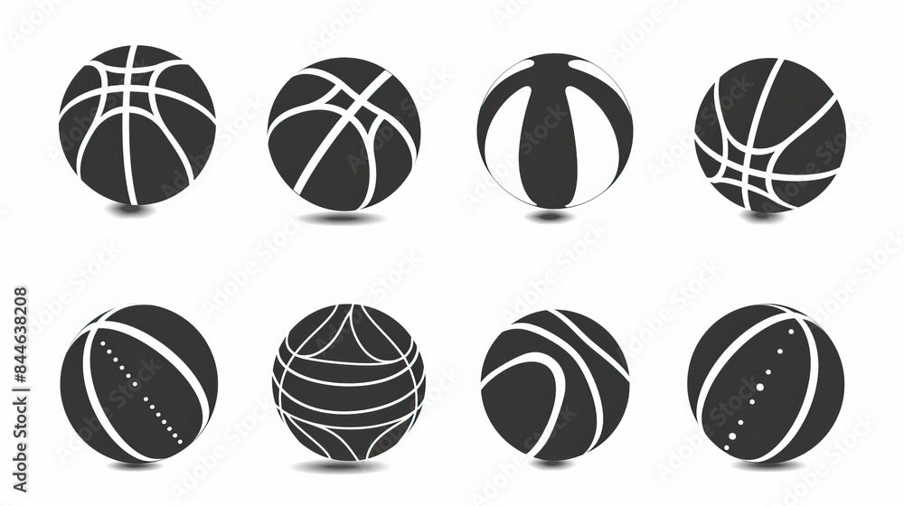 Basketball ball icons set. Basketball ball isolated icon. Black basketball symbols Basketball ball icons set. Basketball ball isolated icon. Black basketball symbols
