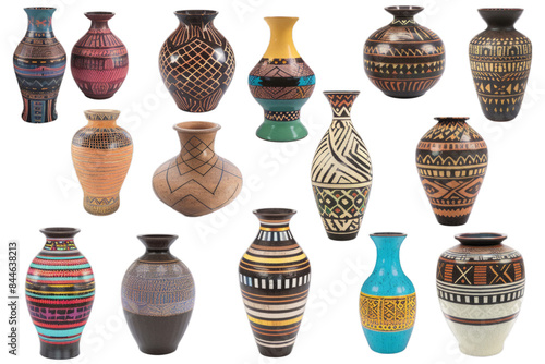 Vibrant Handcrafted Ceramic Vases with Intricate Tribal Patterns photo