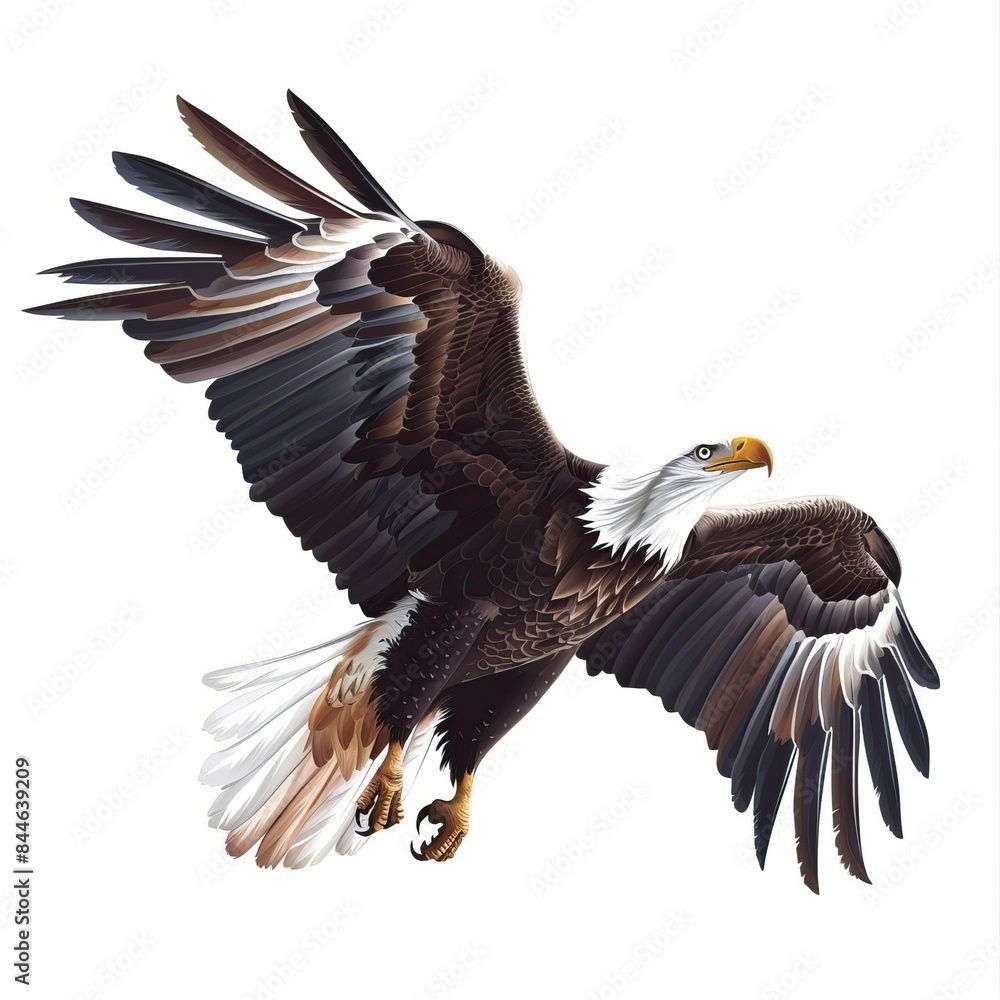 Bald eagle flying draw and paint on white background vector illustration Bald eagle flying draw and paint on white background vector illustration
