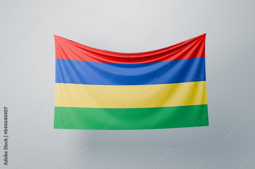 Naklejka premium Mauritius Flag Waving Proudly. 3D Flag Banner Illustration image.