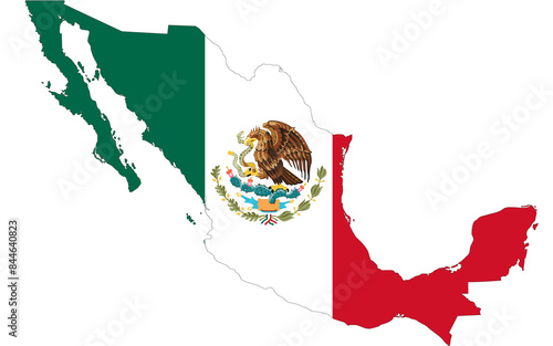 Map of Mexico with flag