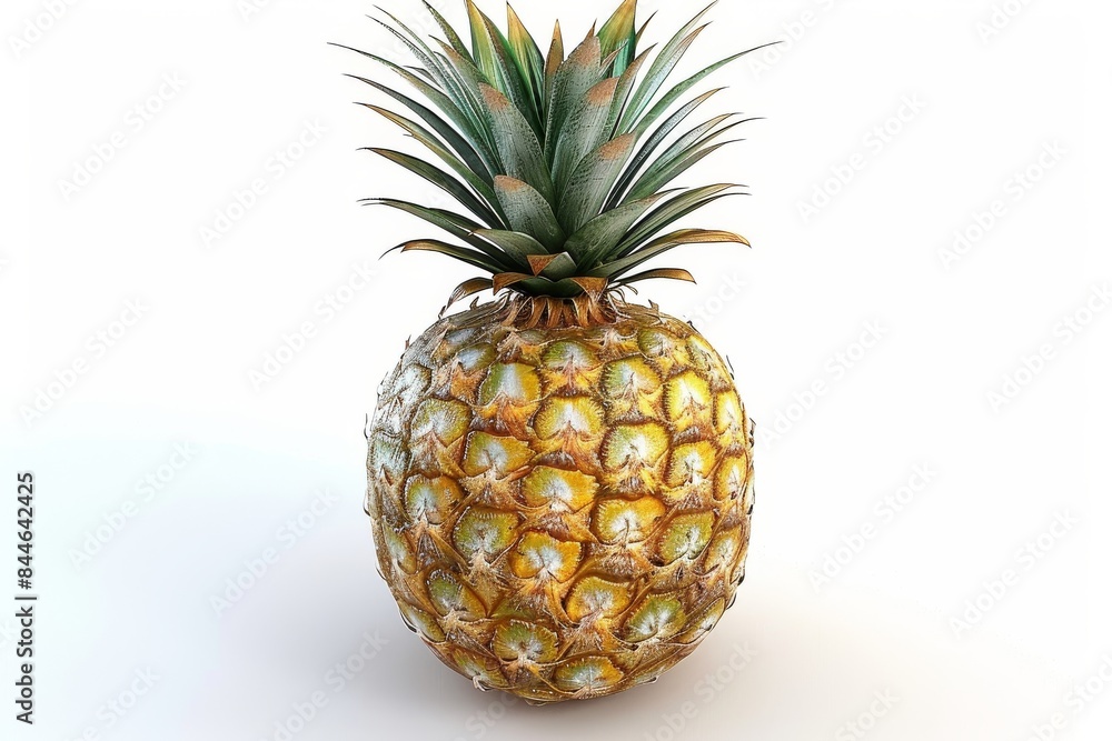 Fresh pineapple on a white background, highlighting a tropical and refreshing fruit option perfect for a healthy snack Fresh pineapple on a white background, highlighting a tropical and refreshing fruit option perfect for a healthy snack