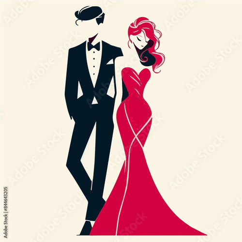Elegant man and woman before the party