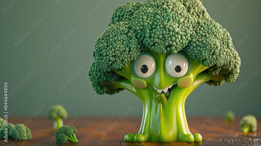 © TheWaterMeloonProjec - Picture a vibrant cartoon broccoli character donning varied expressions serving as the 2d mascot © TheWaterMeloonProjec - Picture a vibrant cartoon broccoli character donning varied expressions serving as the 2d mascot