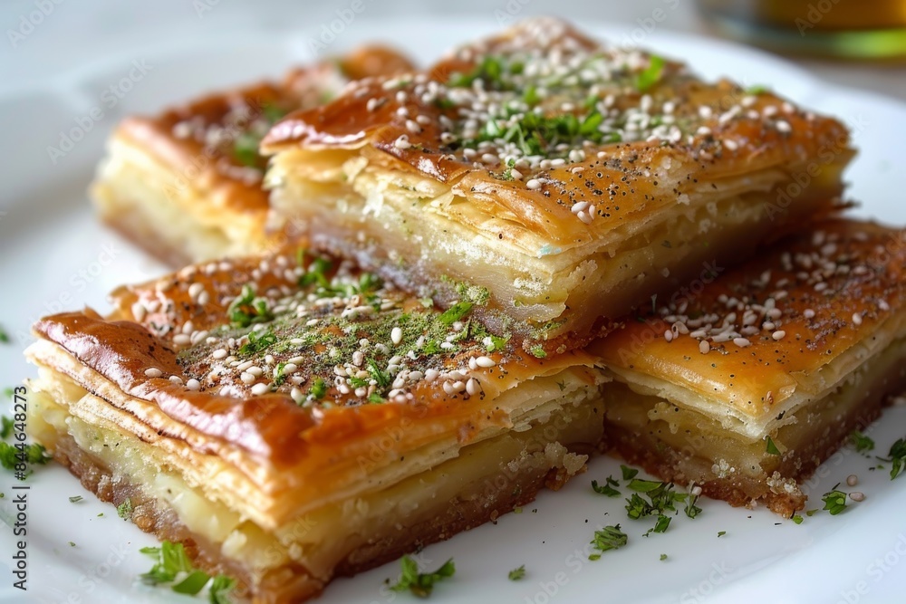 Traditional baklava with layers of pastry and nuts, highlighting a rich and sweet dessert option Traditional baklava with layers of pastry and nuts, highlighting a rich and sweet dessert option