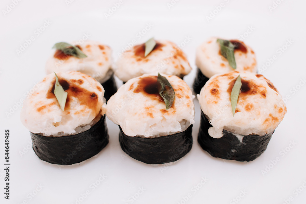 Sushi roll with mayonnaise cheese Sushi roll with mayonnaise cheese