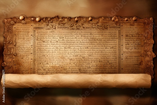 Intricate Torah papyrus background. Scroll jewish. Generate Ai photo