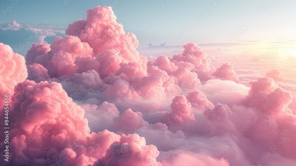 Artistic depiction of pink clouds in a pastel sky, evoking a sense of calm and wonder, white background Artistic depiction of pink clouds in a pastel sky, evoking a sense of calm and wonder, white background