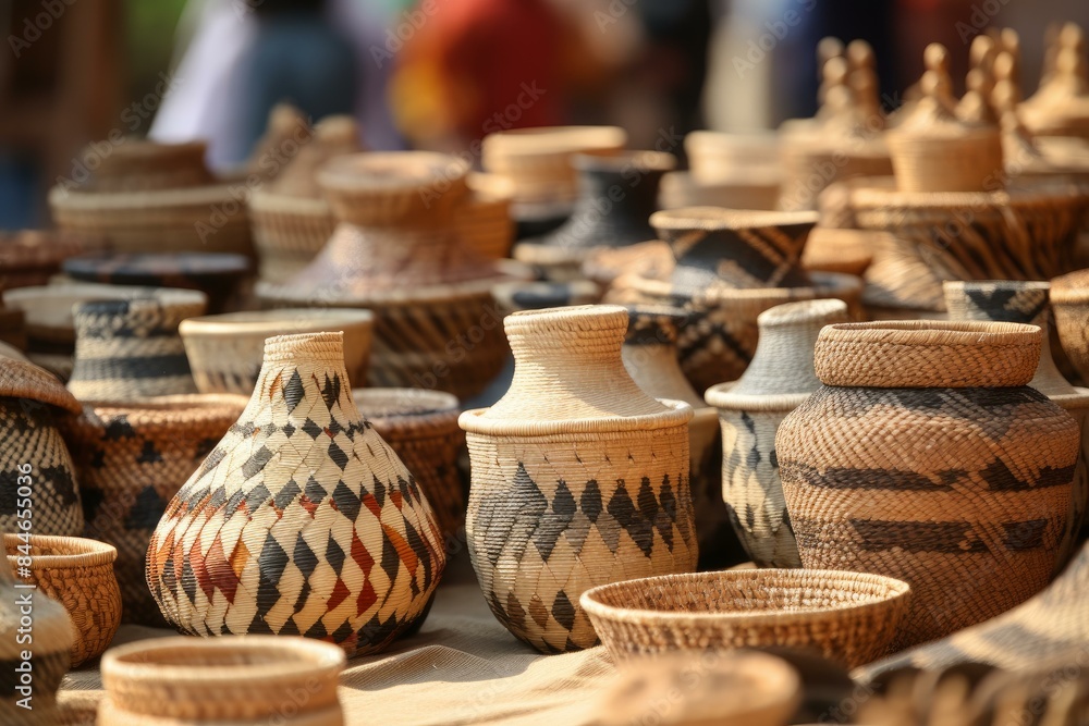 Fototapeta premium Resourceful Street craft market seller. Art traditional travel shop market. Generate ai