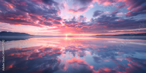 sunrise over the mountains with cloudy and purple background