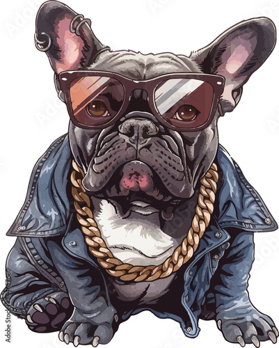 Dog big eyeglass cartoon sticker
