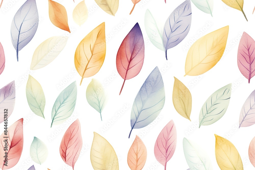 Obraz premium Seamless pattern, abstract art. Watercolor painting, children's wallpaper. Hand drawn plants. Palms, rainforest, leaves, flowers. modern Art. Prints, wallpapers, posters, cards, murals