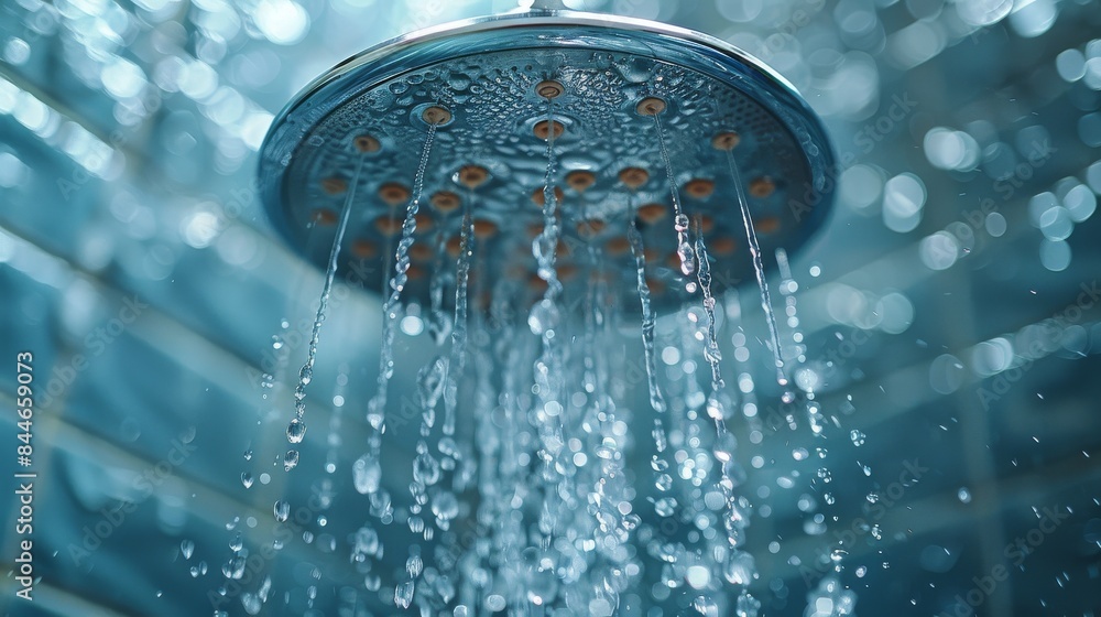 A close-up image of a shower head with water flowing down, symbolizing refreshment A close-up image of a shower head with water flowing down, symbolizing refreshment