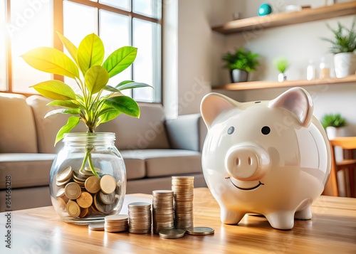 Growing Your Savings Is As Easy As Nurturing A Plant. Save Money For Your Future With A Piggy Bank.